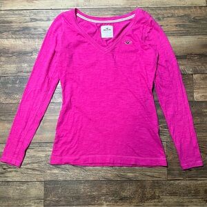 Hollister Vintage Y2K V-Neck Hot Pink Long Sleeve Bella Swan Top